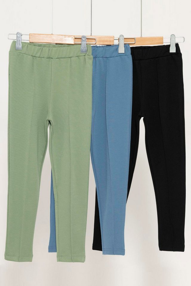 For You Moda Leggings 3-teilige Grün Blau Schwarz Lycra Interlock Leggings von For You Moda