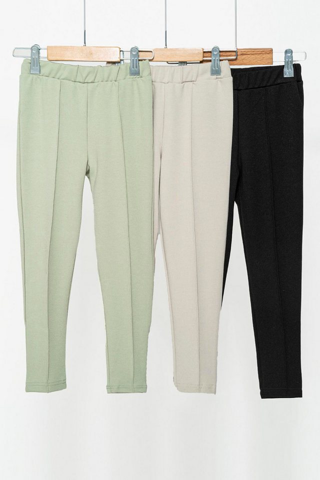 For You Moda Leggings 3-teilige grüne Stein schwarze Lycra Interlock Leggings von For You Moda