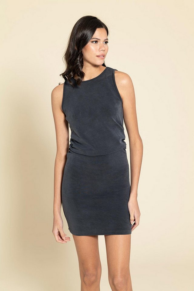 For You Moda Minikleid Antrasit Cupra Kleid mit Gerafften Ärmeln von For You Moda