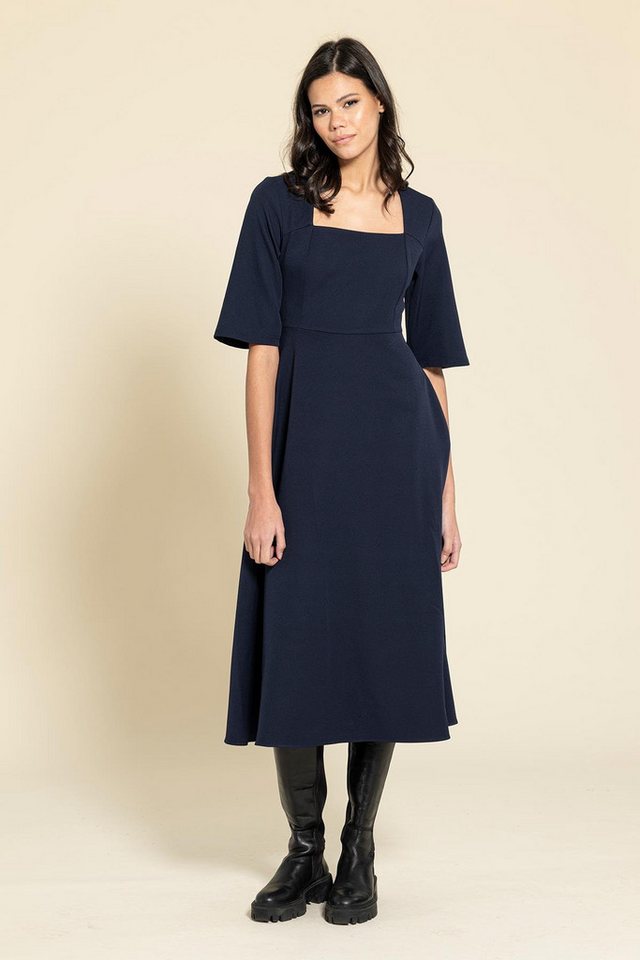 For You Moda Minikleid Blaues Gürtel-Kare-Yaka-Kleid von For You Moda