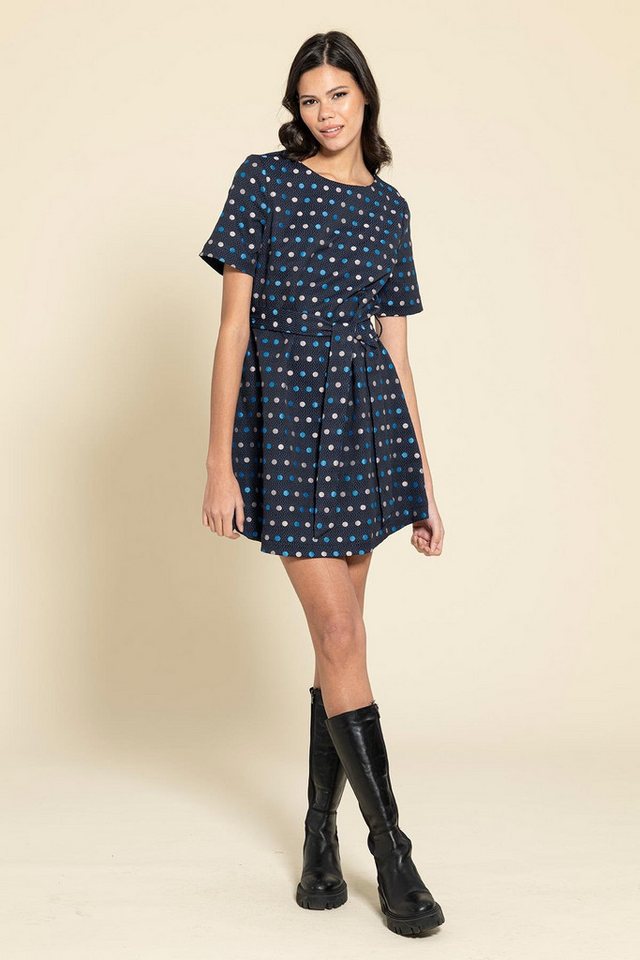 For You Moda Minikleid Gepunktetes Gürtel Navy Minikleid von For You Moda