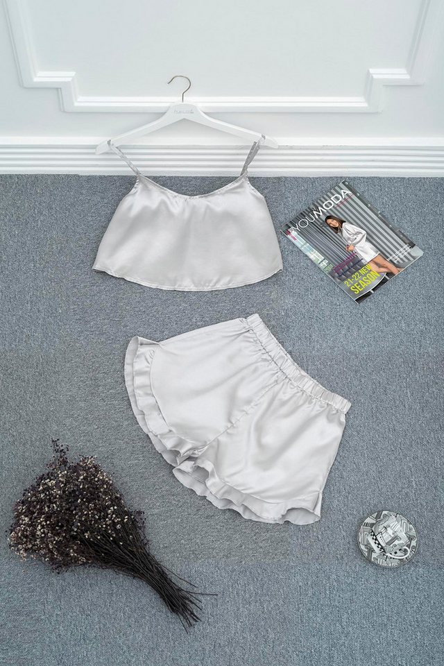 For You Moda Pyjama 2-teiliges Graues Sportshorts-Set von For You Moda