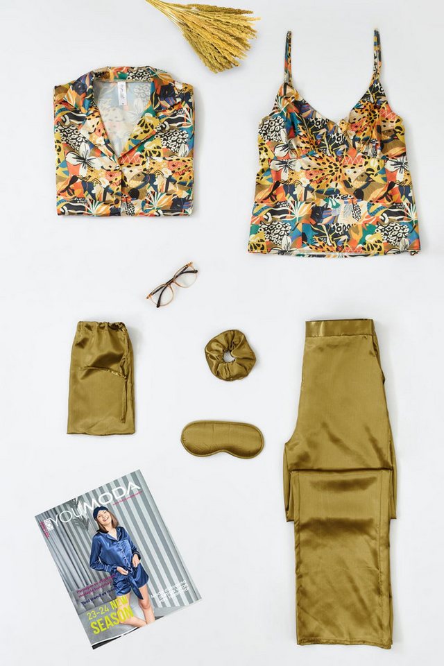 For You Moda Pyjama 6-teiliges grünes Pyjama-Set von For You Moda