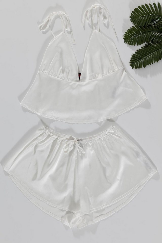 For You Moda Pyjama Schulterriemen Ecru Tank Shorts Set von For You Moda
