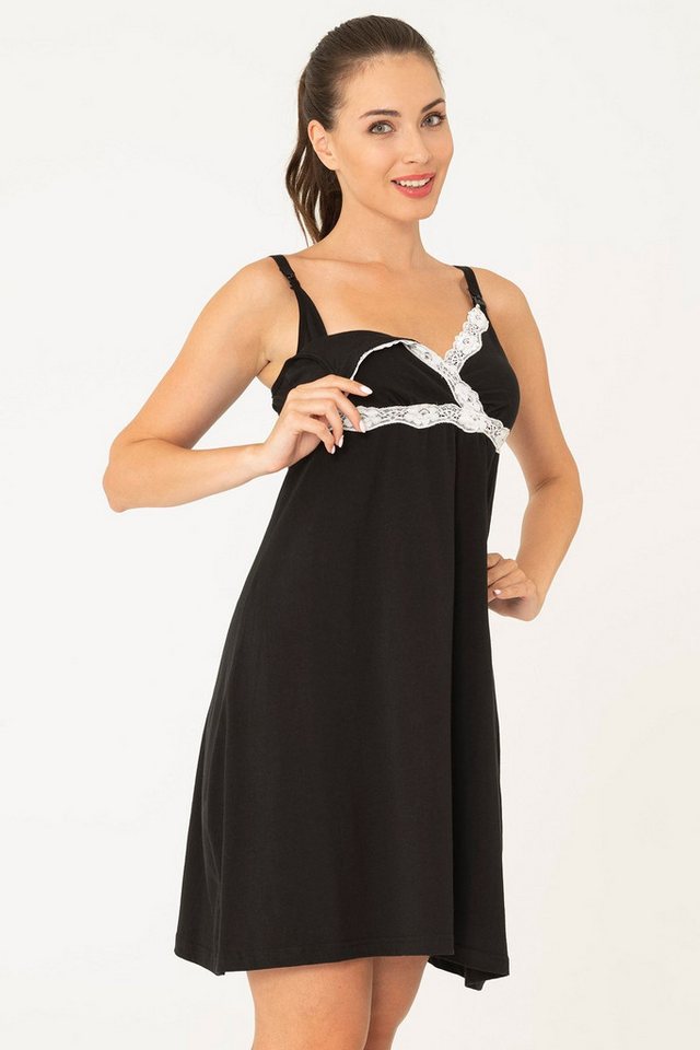 For You Moda Pyjama Schwarzes Stillkleid Nachthemd von For You Moda