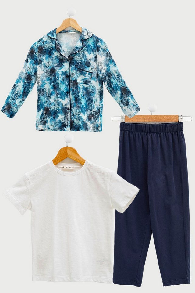 For You Moda Schlafanzug 3-teiliges T-Shirt und Hose Pyjama Set von For You Moda