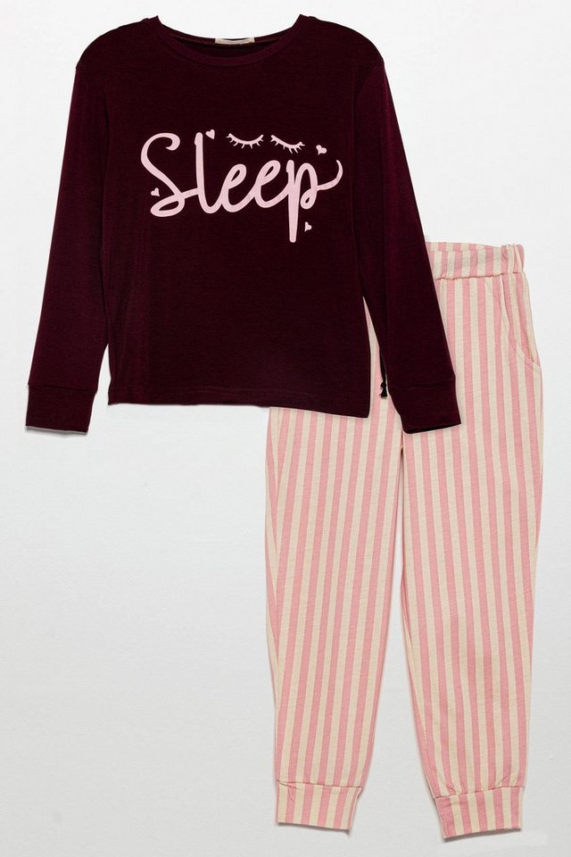 For You Moda Schlafanzug Natürliche Viskose Burgunder Pyjama-Set von For You Moda