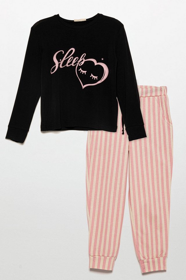 For You Moda Schlafanzug Schwarzes Viskose-Print-Schlafset von For You Moda