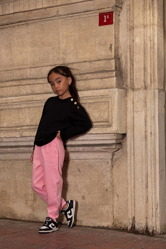 For You Moda Shorts 2-teiliges Rosa Gabardine-Hosen-Set mit Schulterknöpfen und Taillenrüs von For You Moda