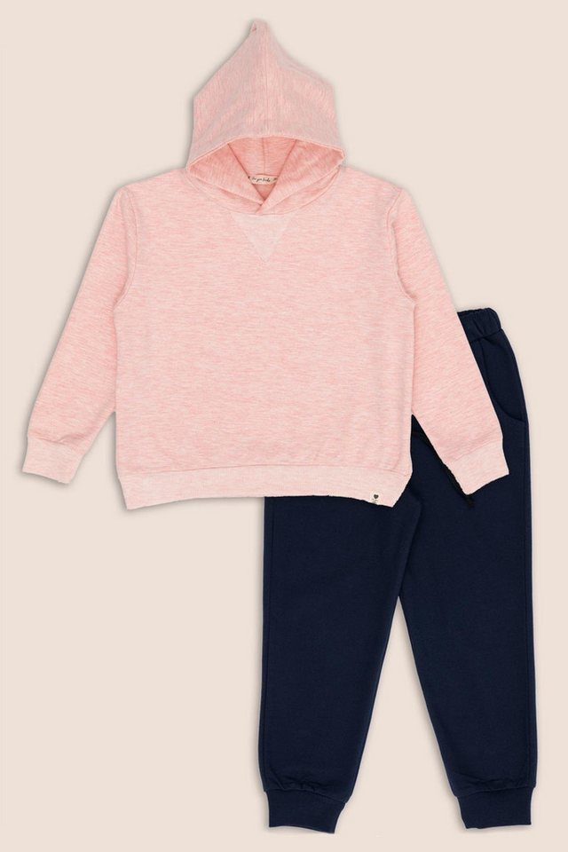 For You Moda Shorts 2-teiliges Rosa Marineblau Kapuzen-Jogger-Set von For You Moda