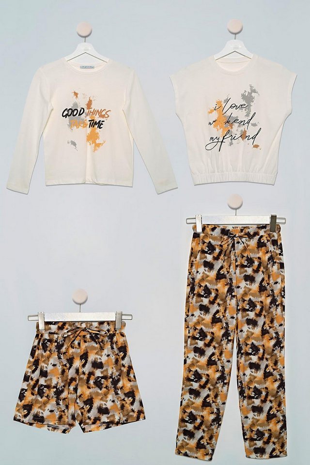 For You Moda Shorts 4-teiliges Schwarzes Batikmuster-Shorts-Set von For You Moda