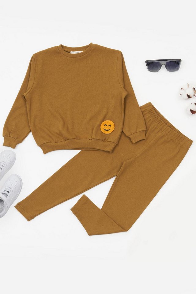 For You Moda Shorts Besticktes Senf Leggings Set von For You Moda