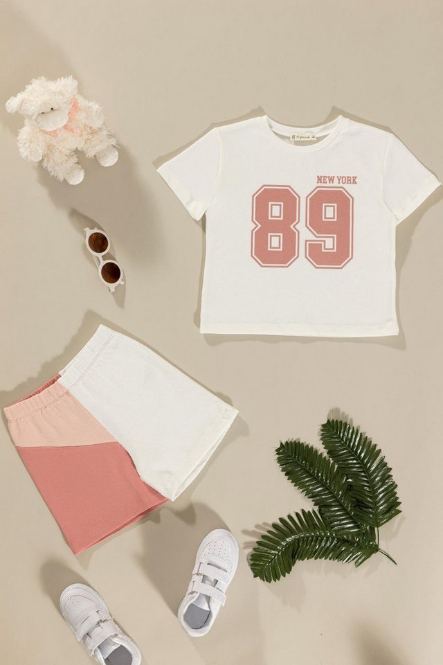 For You Moda Shorts Gedrucktes Pink Granat Zwei-Teiliges Rosa Set von For You Moda