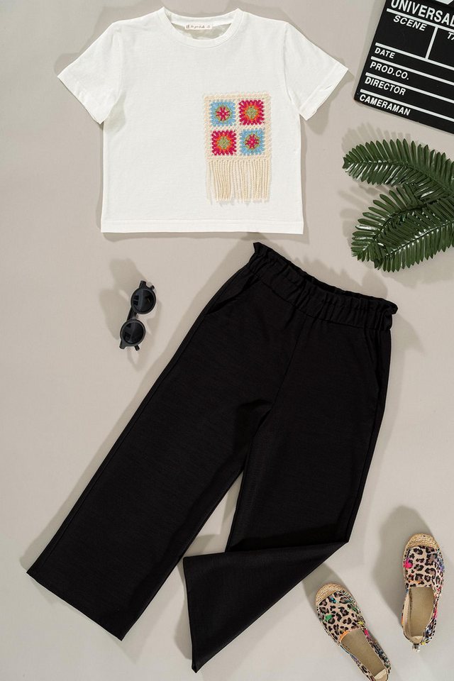 For You Moda Shorts Schwarzes Spitze Taschendetail Hosen Set von For You Moda