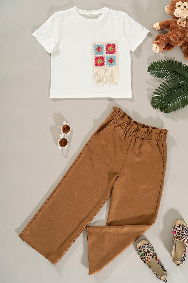 For You Moda Shorts Spitzen-Taschendetail Braune Hose Set von For You Moda