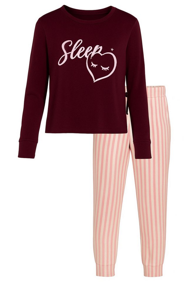 For You Moda Sweatanzug Burgunderfarbenes Pyjama-Set aus natürlicher Viskose mit Sleep Heart-P von For You Moda