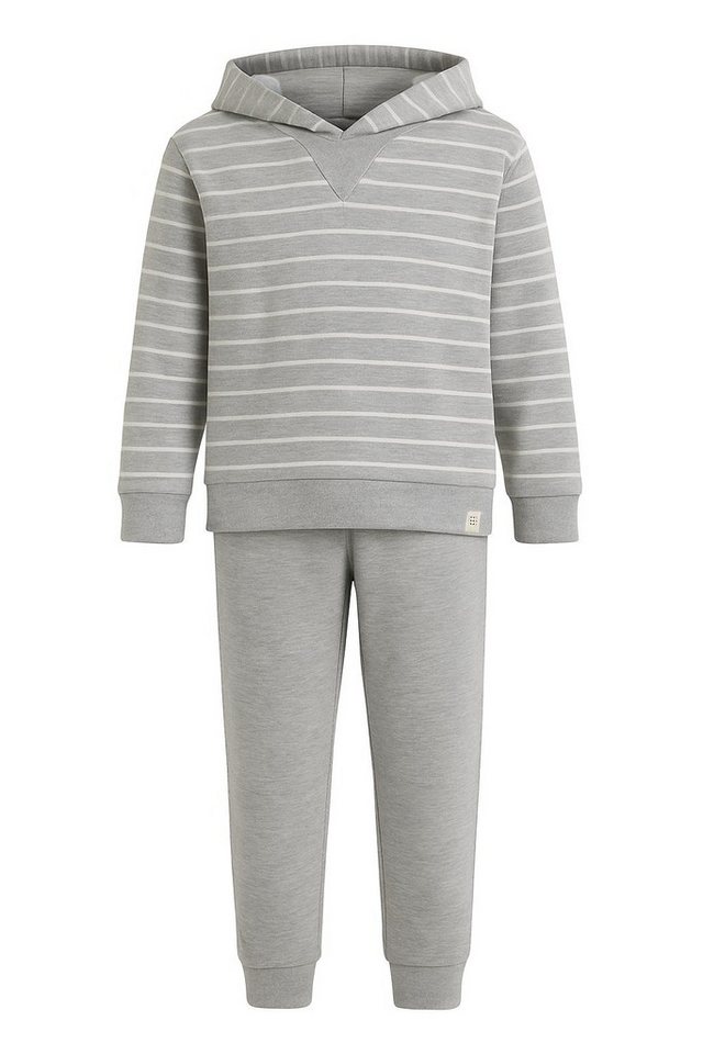 For You Moda Sweatanzug Dick gestreiftes Jogginganzug-Set mit Kapuze und grauem Unterteil und von For You Moda