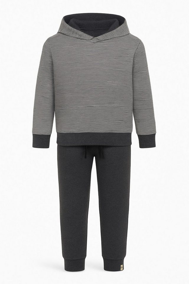 For You Moda Sweatanzug Gestreiftes Jogginganzug-Set mit Kapuze in Dunkelgrau von For You Moda