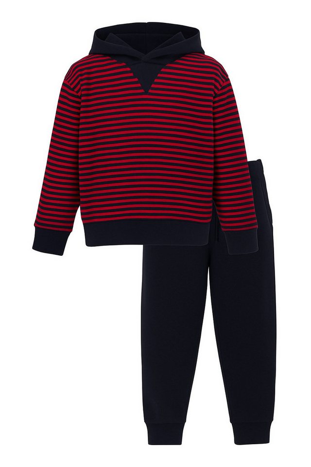 For You Moda Sweatanzug Gestreiftes Jogginganzug-Set mit Kapuze und Unterteil in Marineblau von For You Moda