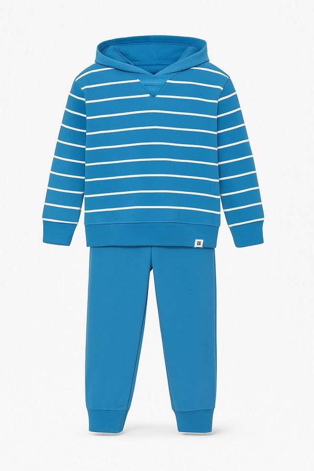 For You Moda Sweatanzug Gestreiftes Jogginganzug-Set mit Kapuze und blauem Unterteil von For You Moda