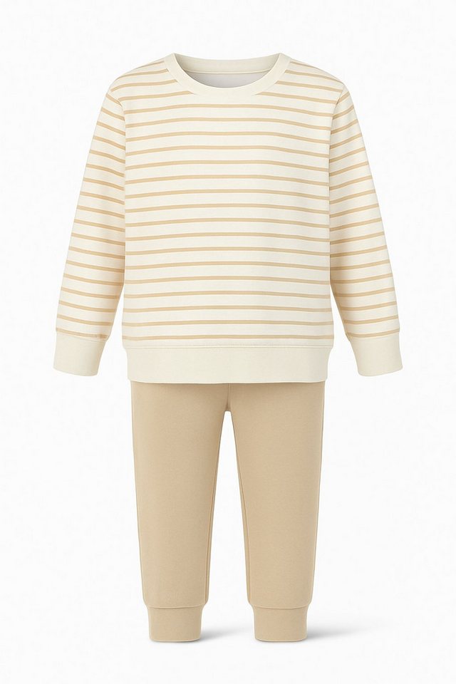 For You Moda Sweatanzug Gestreiftes Sweatshirt-Jogginganzug-Set in Steinoptik von For You Moda