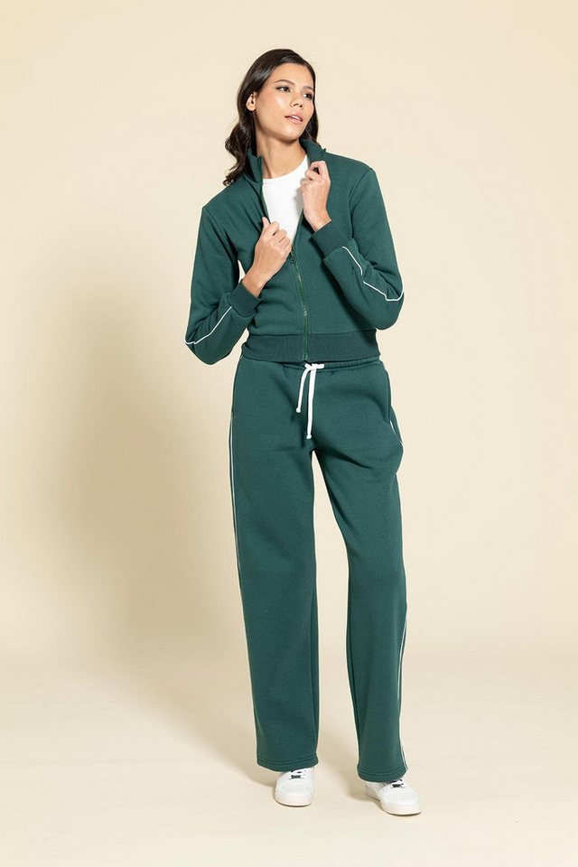 For You Moda Sweatanzug Grünes Zip-Up Trainingsanzug Set mit Biye-Detail - 2 Teile von For You Moda