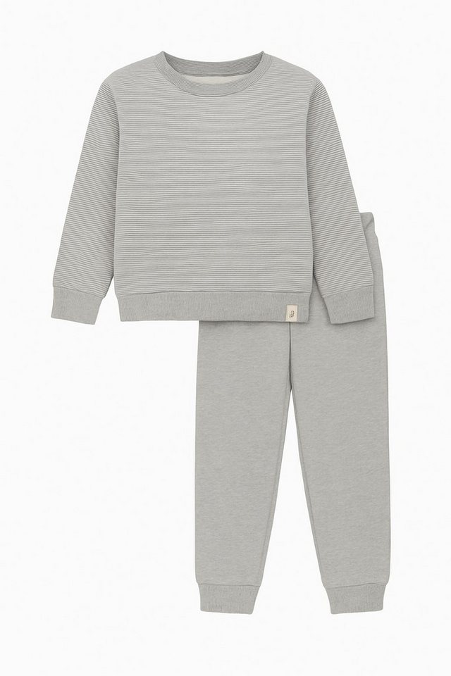 For You Moda Sweatanzug Nadelstreifen-Sweatshirt, Jogger, graues Unterteil-Oberteil-Set von For You Moda