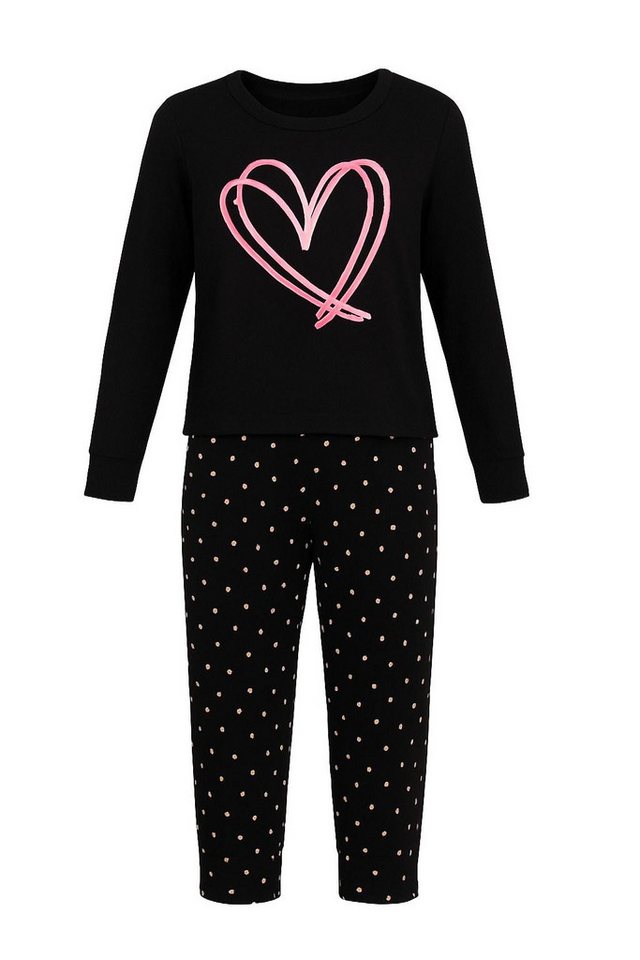 For You Moda Sweatanzug Schwarzes Pyjama-Set aus natürlicher Viskose mit Herz-Print von For You Moda