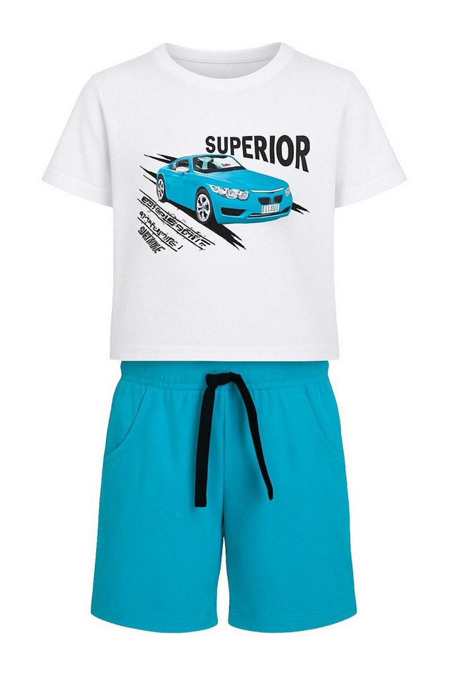 For You Moda Sweatanzug Set mit Unterteil und Oberteil in Blau mit Auto-Aufdruck von For You Moda