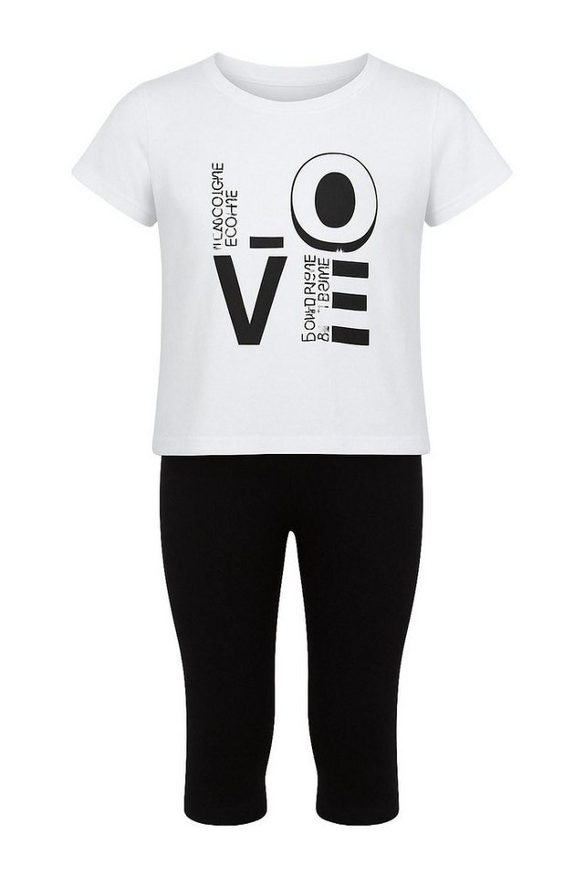 For You Moda Sweatanzug T-Shirt-Set mit Strumpfhose und Love-Print von For You Moda