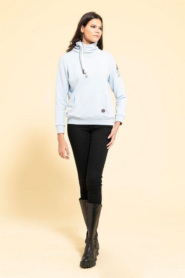 For You Moda Sweatshirt Blaues Känguru Sweatshirt mit Detailausschnitt von For You Moda