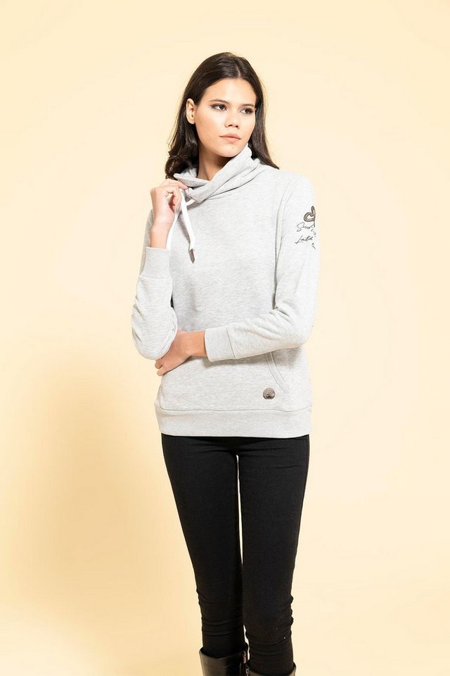For You Moda Sweatshirt Grauer Känguru-Taschenpullover mit Detailausschnitt von For You Moda
