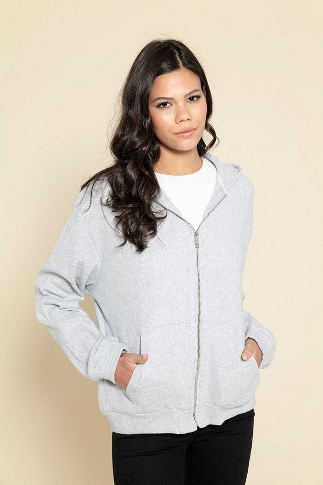 For You Moda Sweatshirt Oversized grauer Sweatshirt mit Reißverschluss von For You Moda