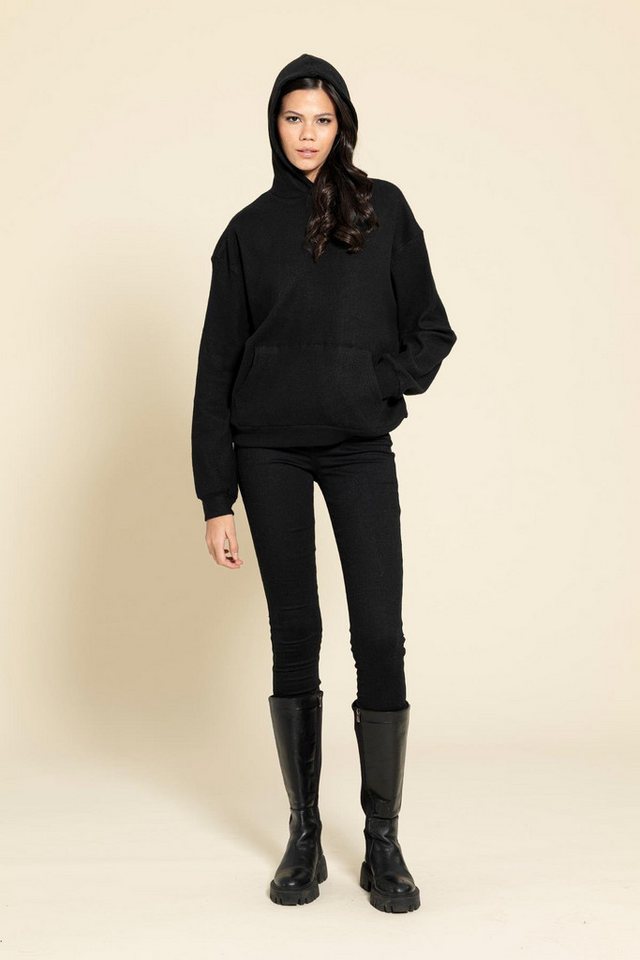 For You Moda Sweatshirt Übergroßer Schwarzer Kängurutaschen Pullover von For You Moda