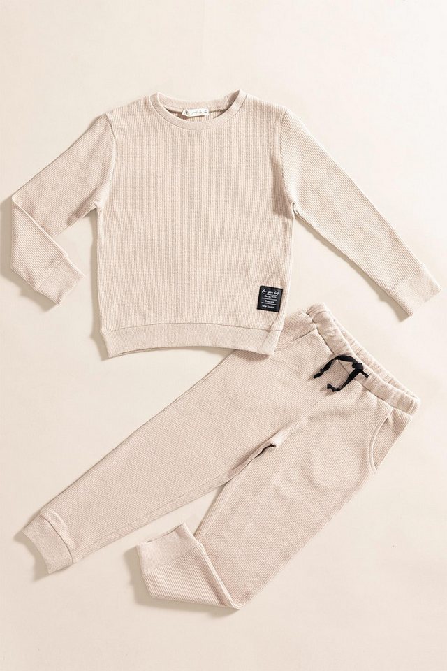 For You Moda T-Shirt 2-teiliges Baumwoll-Waffel-Sweat-Set von For You Moda