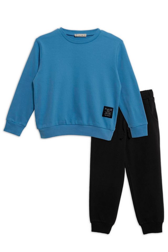 For You Moda T-Shirt 2-teiliges Marine Jogger-Set mit detailliertem Label Sweatshirt von For You Moda