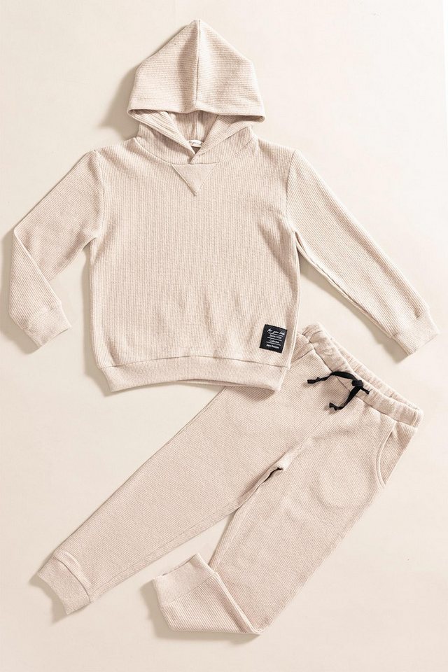 For You Moda T-Shirt 2-teiliges Steinwaffel-Kapuzen-Sweat-Jogger-Set von For You Moda