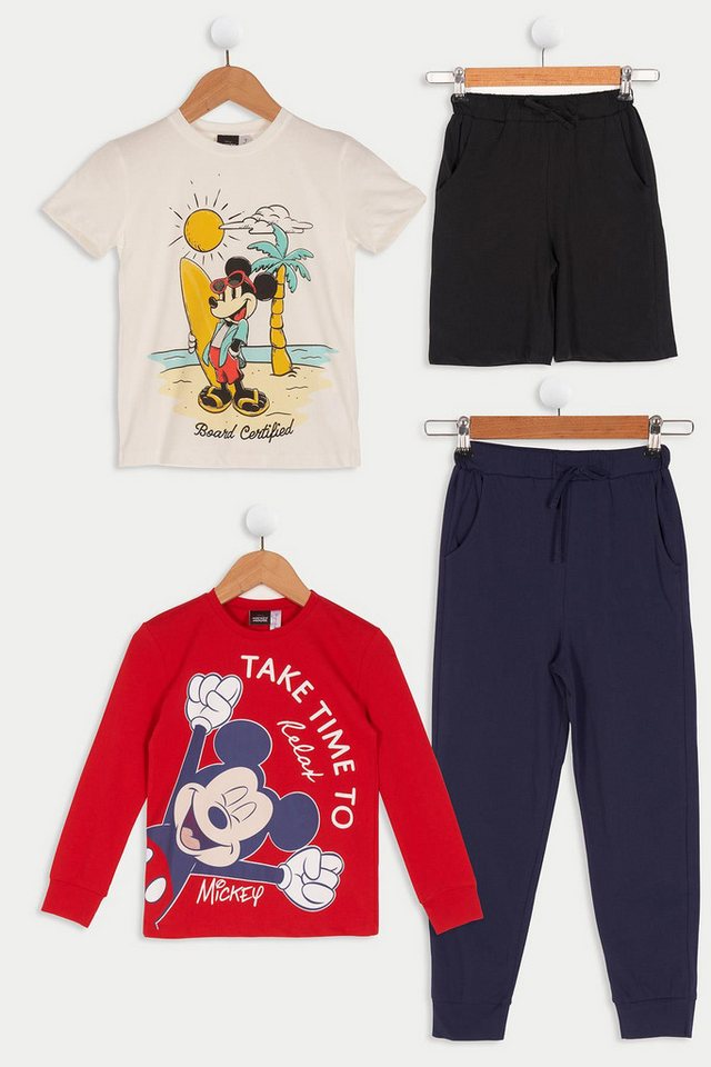 For You Moda T-Shirt 4-teiliges Mickey Mouse Print Beige T-Shirt und Shorts Set von For You Moda