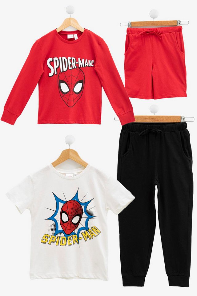 For You Moda T-Shirt 4-teiliges Spider-Man T-Shirt und Shorts Set in Rot von For You Moda