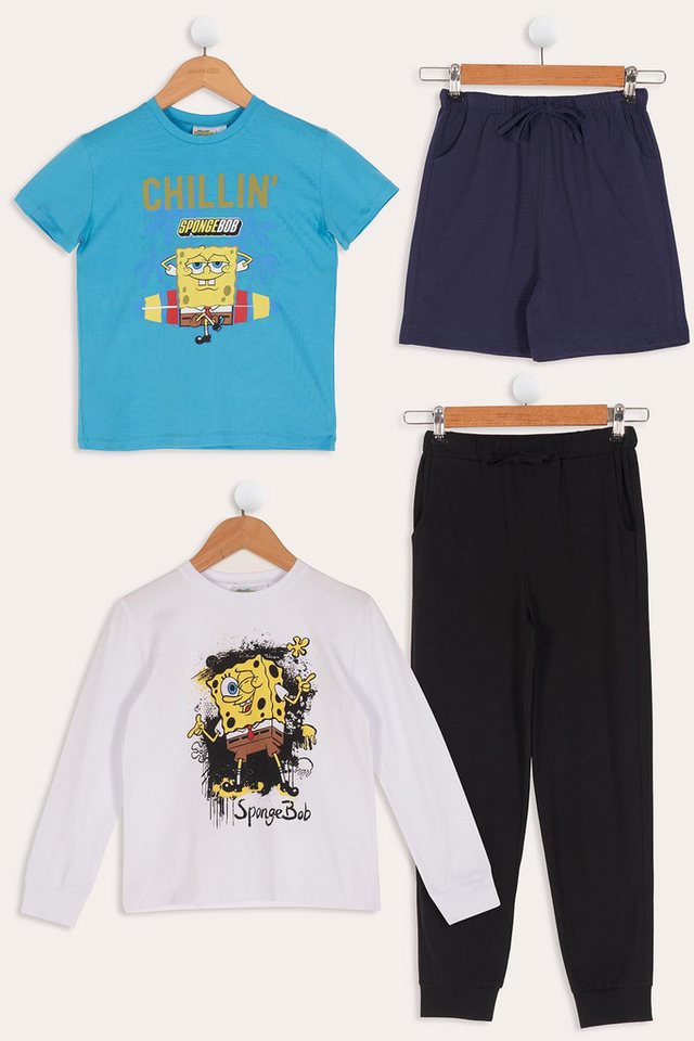 For You Moda T-Shirt 4-teiliges Sponge Bob Print Navy T-Shirt und Shorts Set von For You Moda