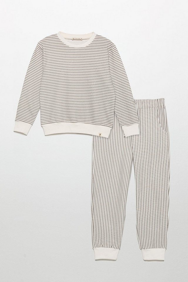 For You Moda T-Shirt Gestreiftes Ecru Co-ord Set von For You Moda