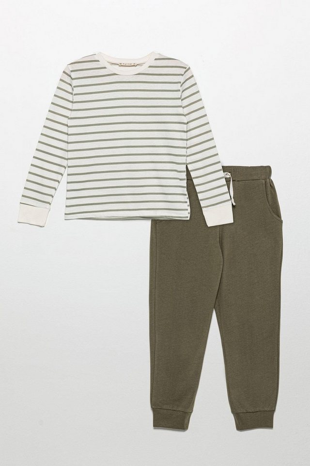 For You Moda T-Shirt Grünes Fahrrad Kragen Langarm Set von For You Moda