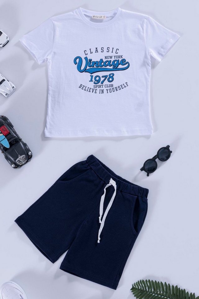 For You Moda T-Shirt Vintage Blau 2-teiliges Druckset von For You Moda