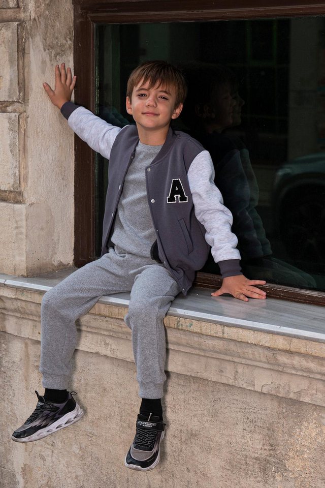 For You Moda Windbreaker Bestickte Anthrazit Bomber College Jacke von For You Moda