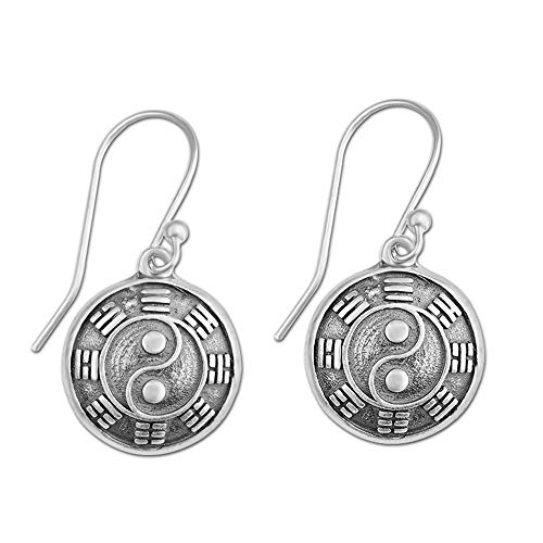 ForFox Damen Ohrhänger Echt 925 Sterling Silber Chinesische Yin Yang Tai Chi Ohrringe von ForFox