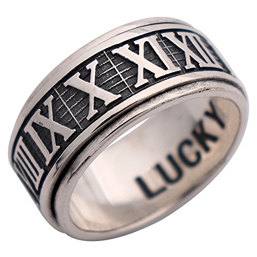 Vintage 925 Sterling Silber Römischen Zahlen Ring Spinner Fidget Anxiety Ring für Herren Damen Größe 53 von ForFox