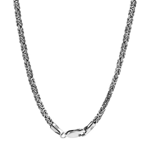 ForFox 2.5mm Königskette 925 Sterling Silber Byzantinische Kette Halskette für Herren Damen 80cm von ForFox