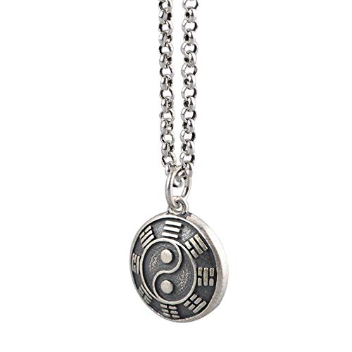 ForFox Damen Kleine 925 Sterling Silber Yin Yang Anhänger Halskette 50cm Kette von ForFox