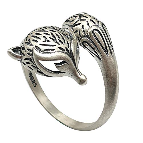 Matt 925 Sterling Silber Fuchs Ring für Damen Offen und Verstellbar von ForFox