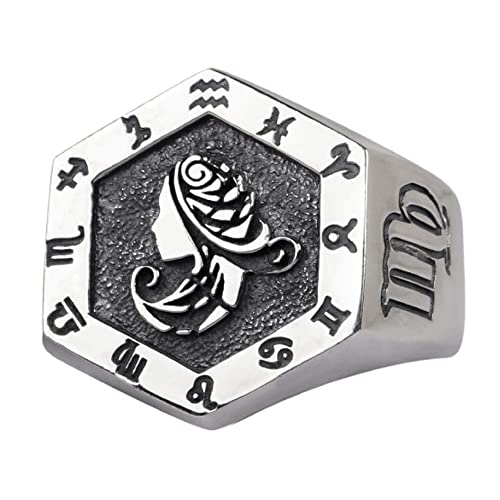 ForFox Vintage Echt 925 Sterling Silber Astrologie Sternzeichen Ring Jungfrau Konstellation Ring Tierkreiszeichen Ring Schmuck für Herren Damen Offen und Verstellbar von ForFox